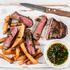 sirloin steak cooked with chips 