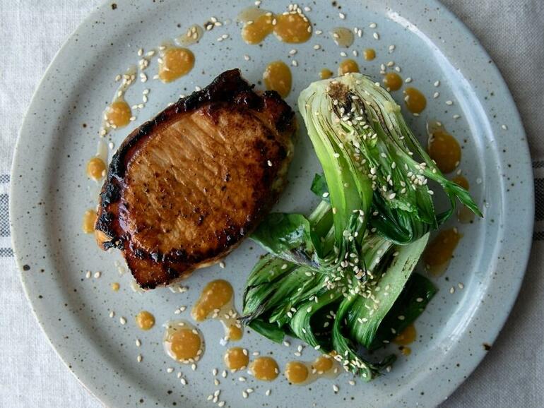 cooked pork loin steaks