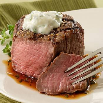 Grilled Filet Mignon with Blue Cheese Flan Recipe