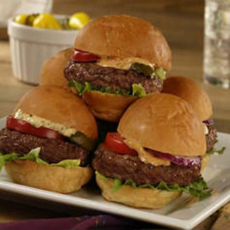 Honey-Mustard Dipped Steakburgers with Apple Relish